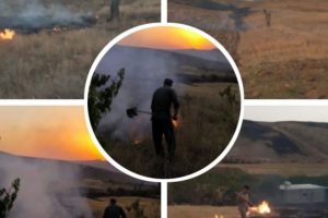 مهار آتش‌سوزی گسترده مراتع کاغذکنان میانه