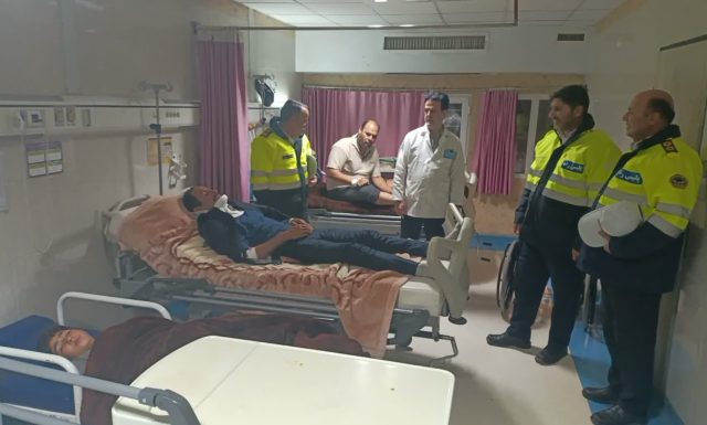 عیادت رئیس پلیس راه میانه–زنجان از مصدومان حادثه واژگونی اتوبوس