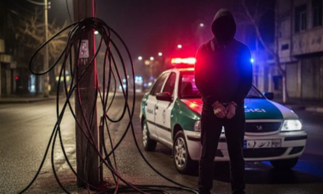 پایان شب‌گردی سارق سیم و کابل برق در میانه