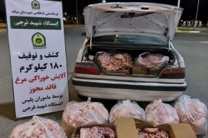 توقیف ۱۸۰ کیلوگرم فرآورده‌های خوراکی مرغ فاقد مجوز حمل در میانه
