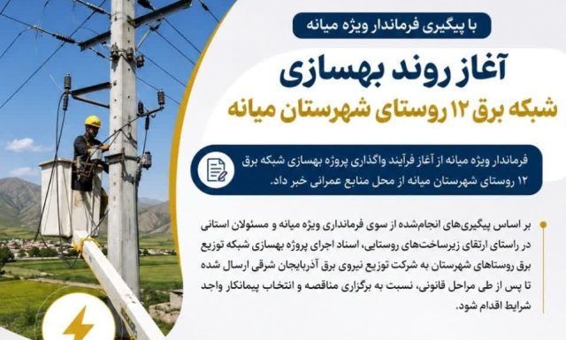 آغاز بهسازی شبکه برق ۱۲ روستای میانه با اعتبار ۲۴۱ میلیارد ریال